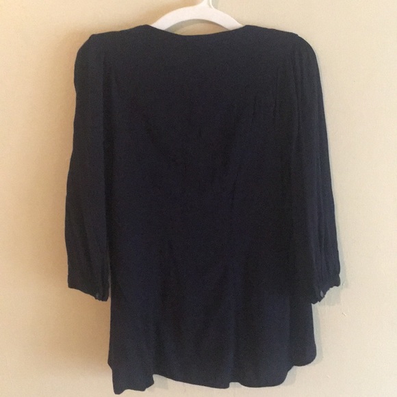 Anthropologie 0 XS Navy Blouse Top Button Small - Picture 5 of 6